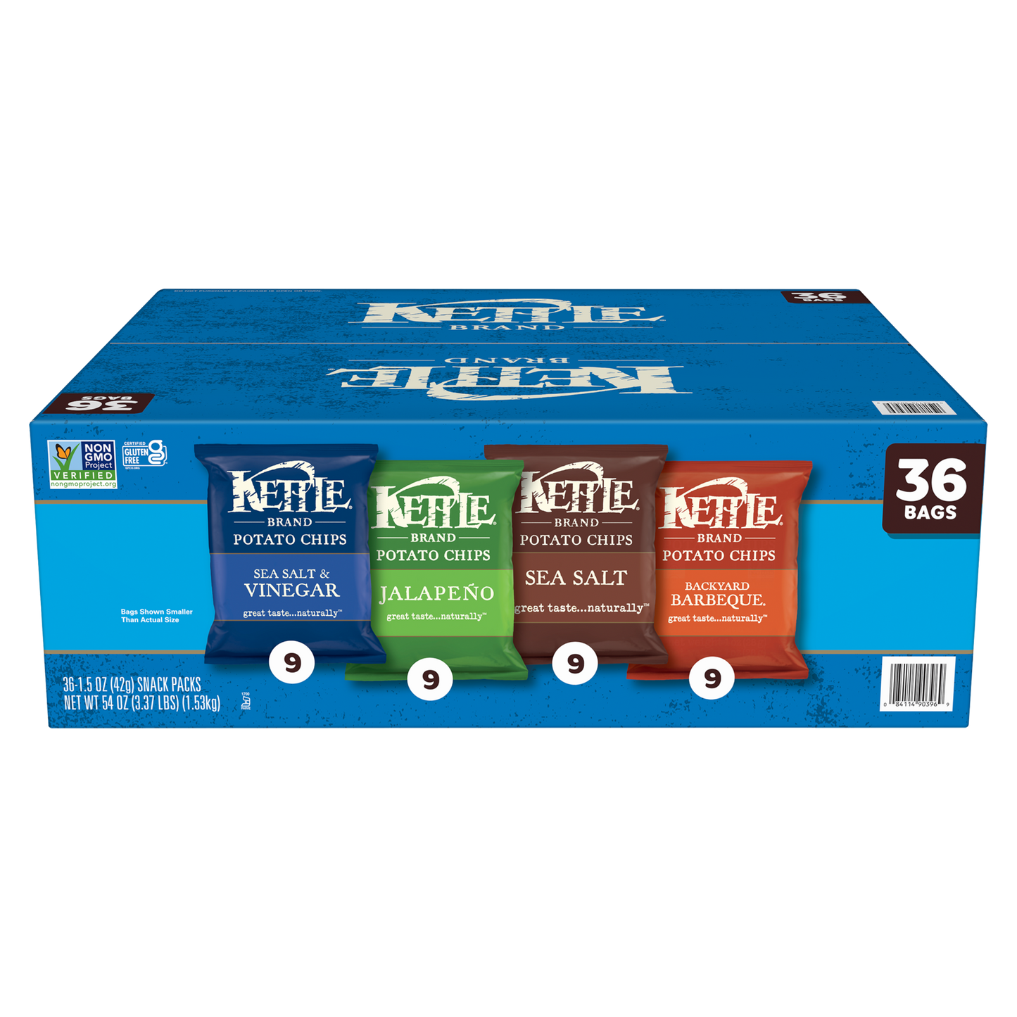 Kettle Brand Potato Chips, Variety Pack, 1.5 oz, 36-count