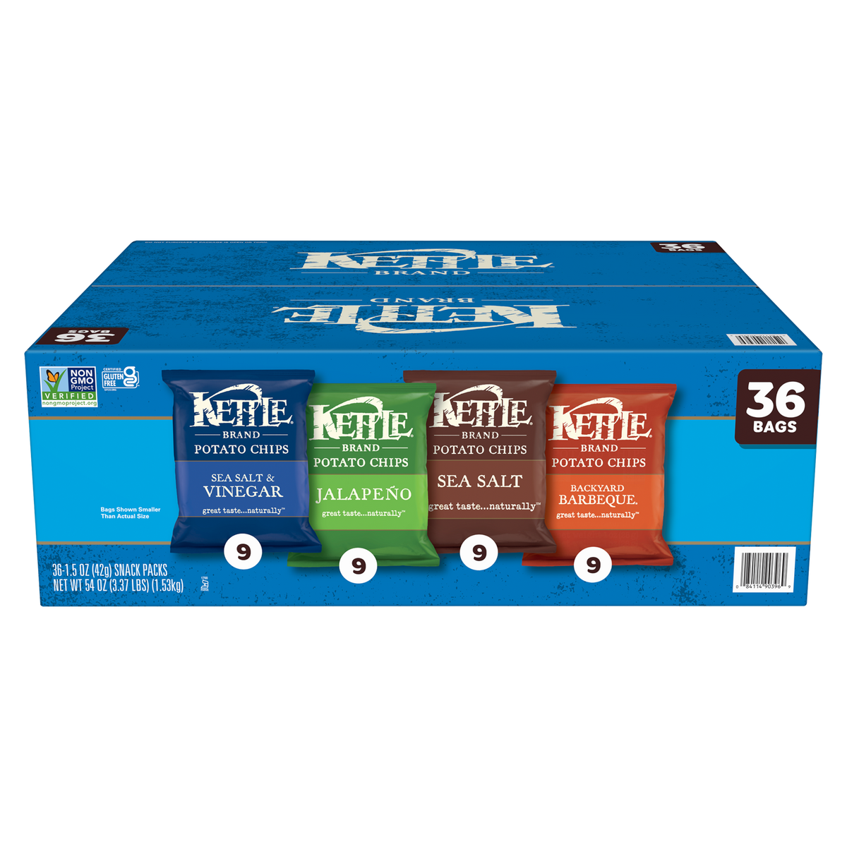 Kettle Brand Potato Chips, Variety Pack, 1.5 oz, 36-count