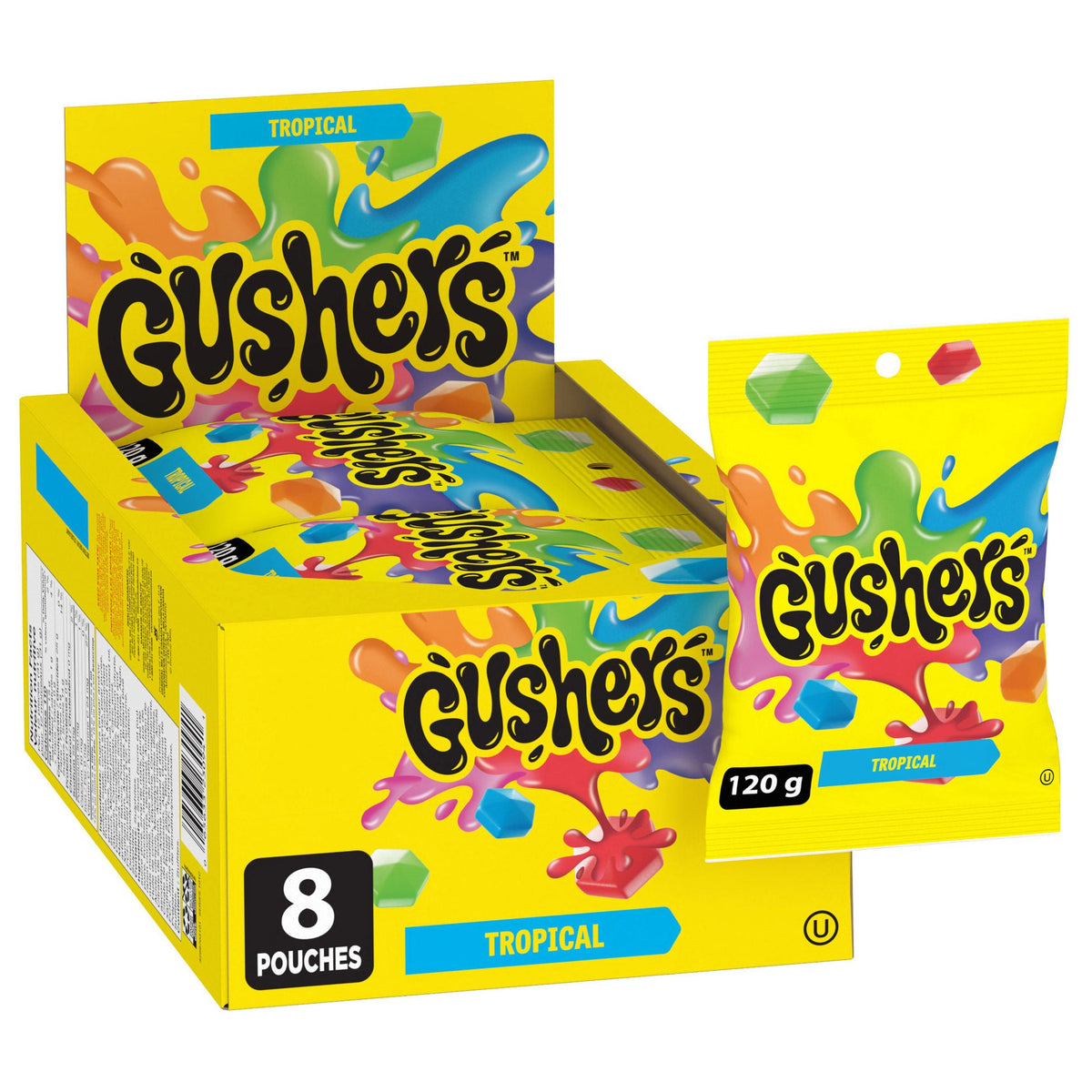Fruit Gushers Fruit Flavored Snacks, Tropical Fruit Flavors, 4.25 oz, 8-count