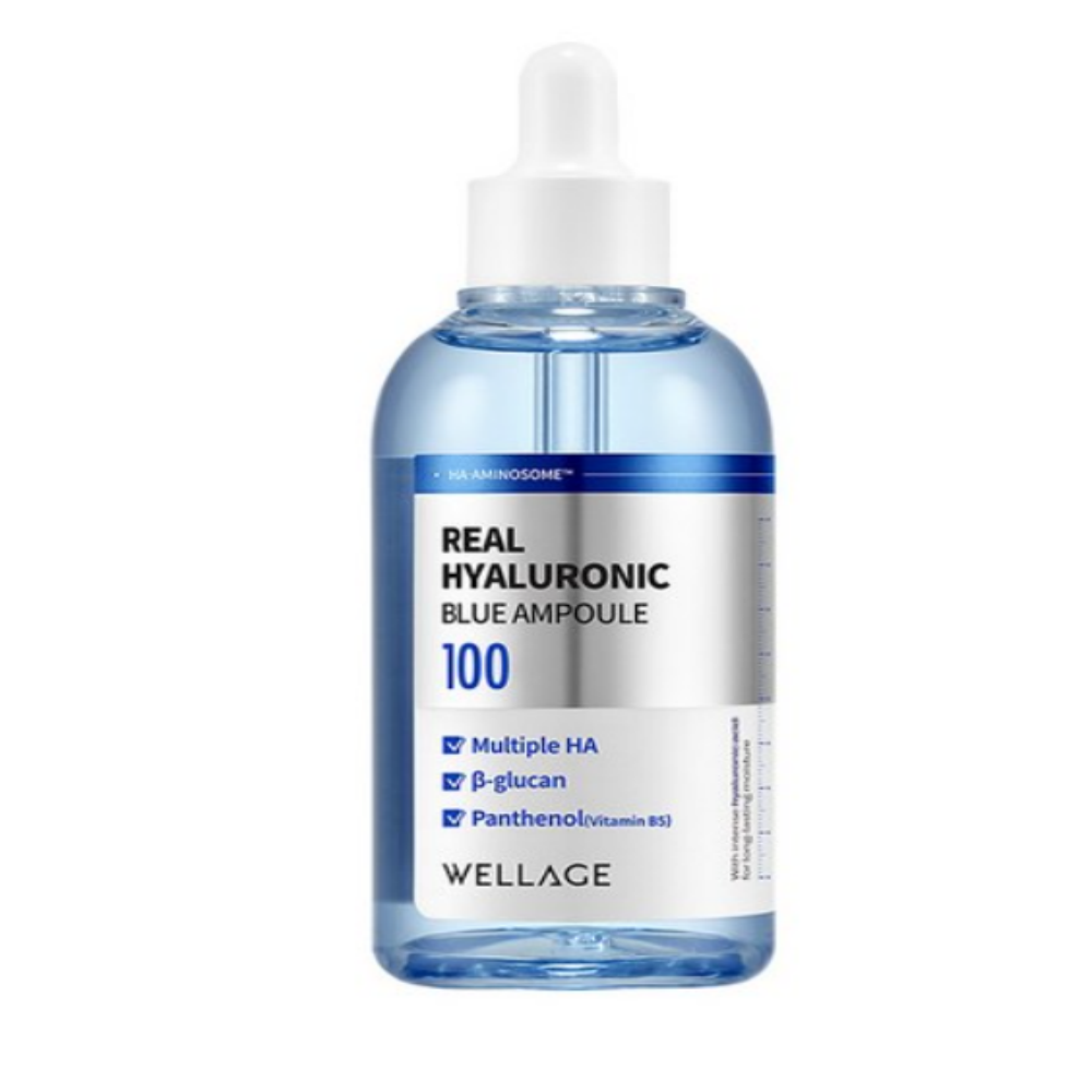 WELLAGE Real Hyaluronic Blue 100 Ampoule 75ml Double Pack (+Mask Sheet 1ea)