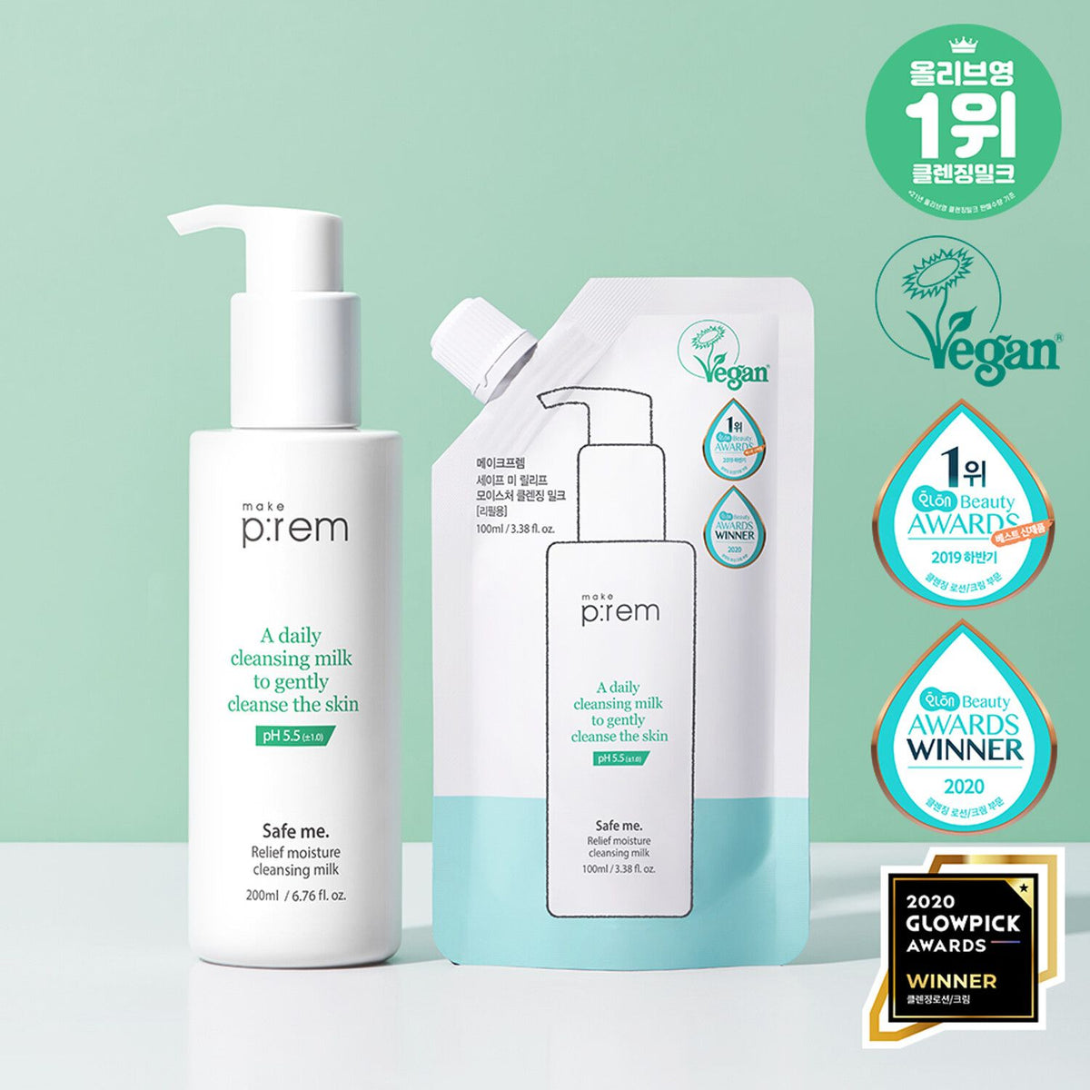 makeprem makeprem Safe Me Relief Moisture Cleansing Milk 200ml Set (+Refill 200ml+PDRN Cleansing Milk 21ml*2ea) - Image 2