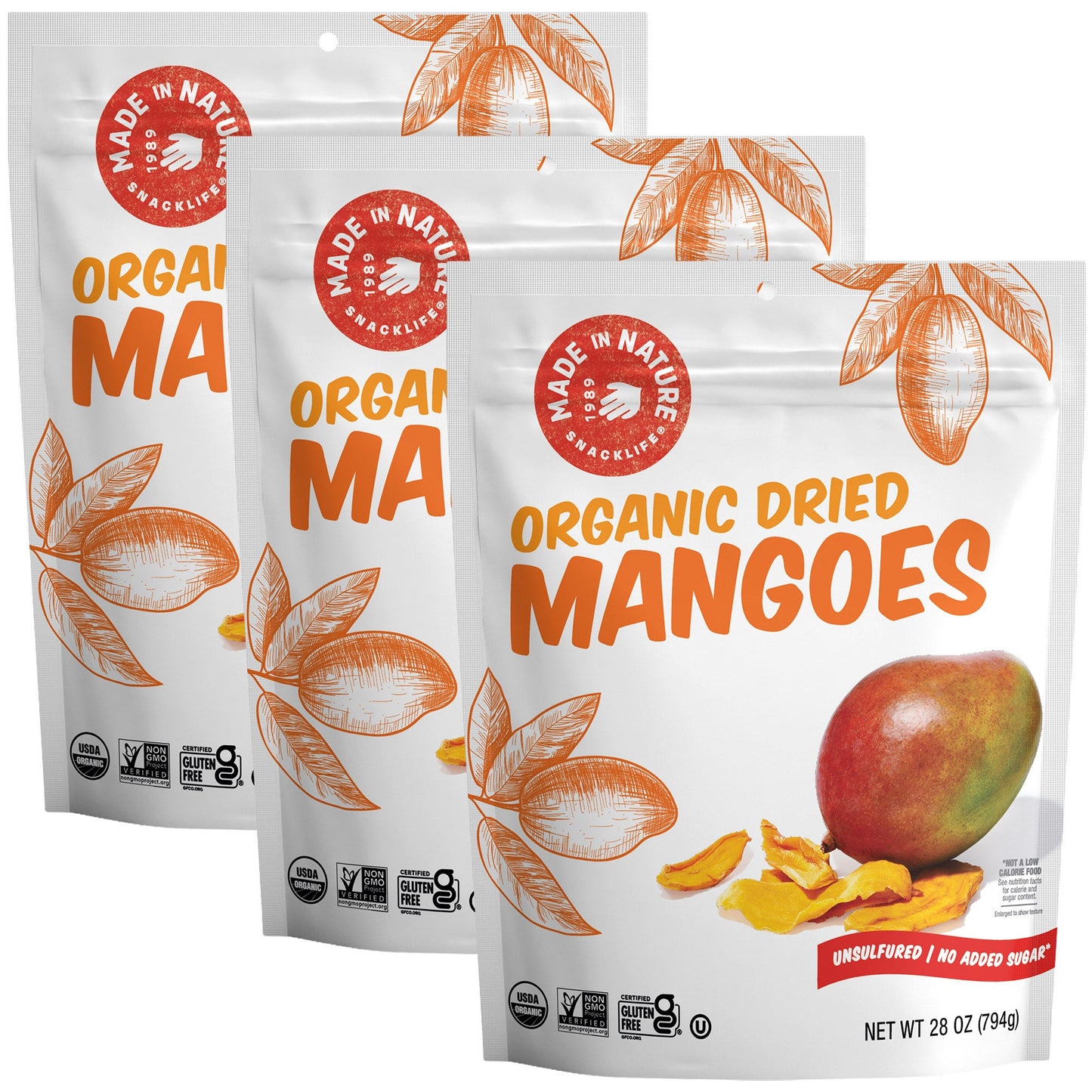 Made in Nature USDA Organic Dried Mangos 28 oz 3-pack