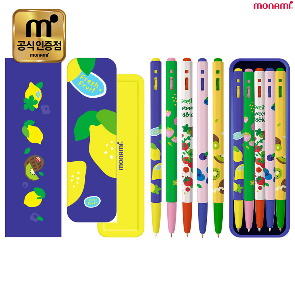 Monami 153 Fresh Ballpoint Pen Set, 5 Colors