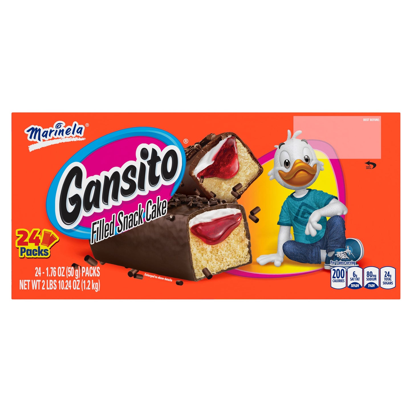 Marinela, Gansito Snack Cakes, 1.76 oz, 24-Count