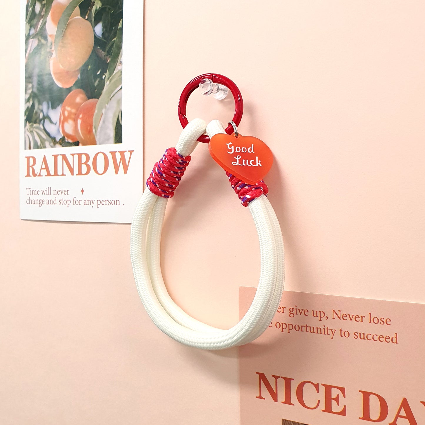 Rope Wrist Phone Strap Ivory Red 2+1 Pack