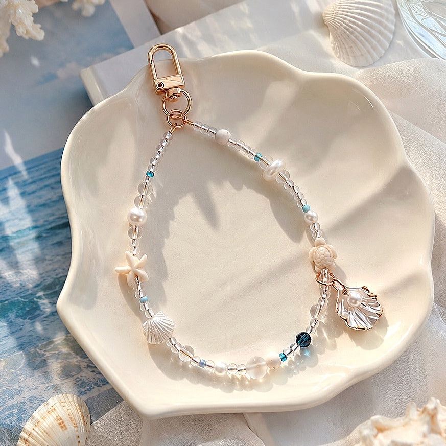 Bling to Me Phone Strap Beads Pastel Sea Blue