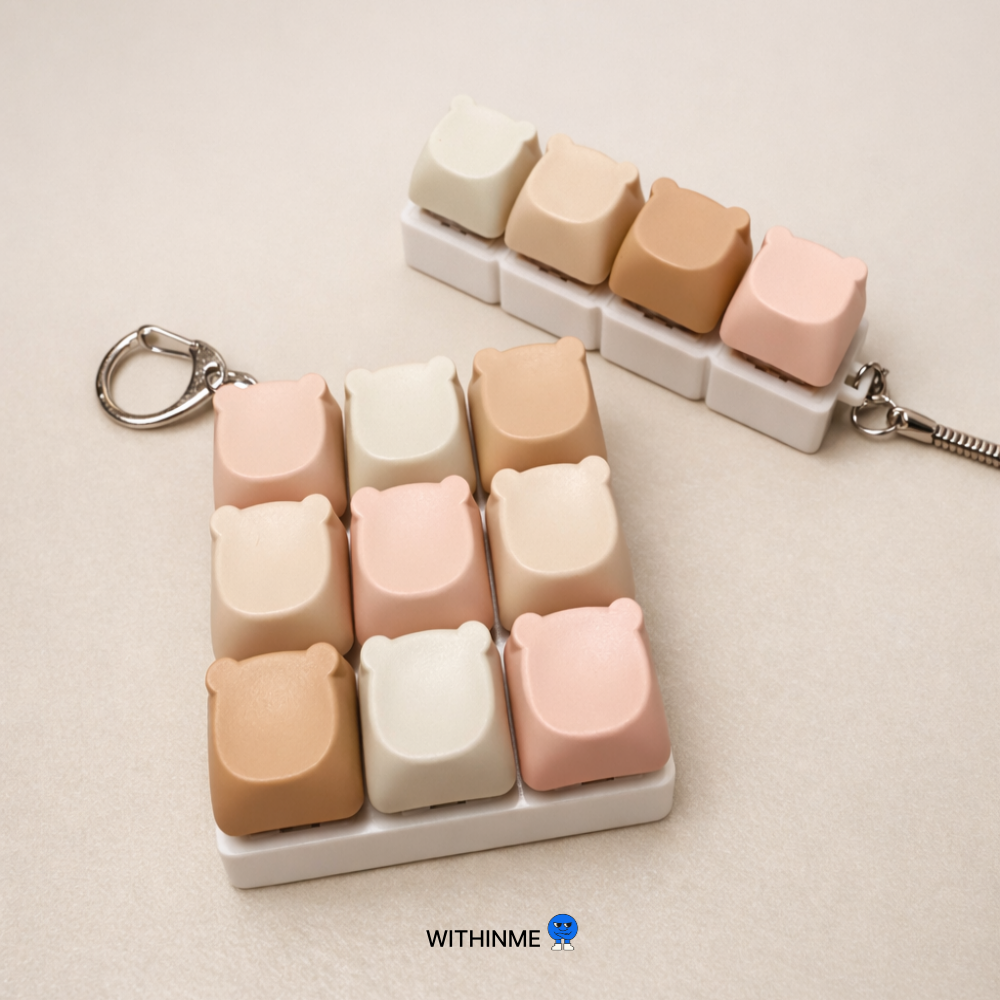 Withinme Bear Keyboard Keycap Keyring, 4 or 9 Pack