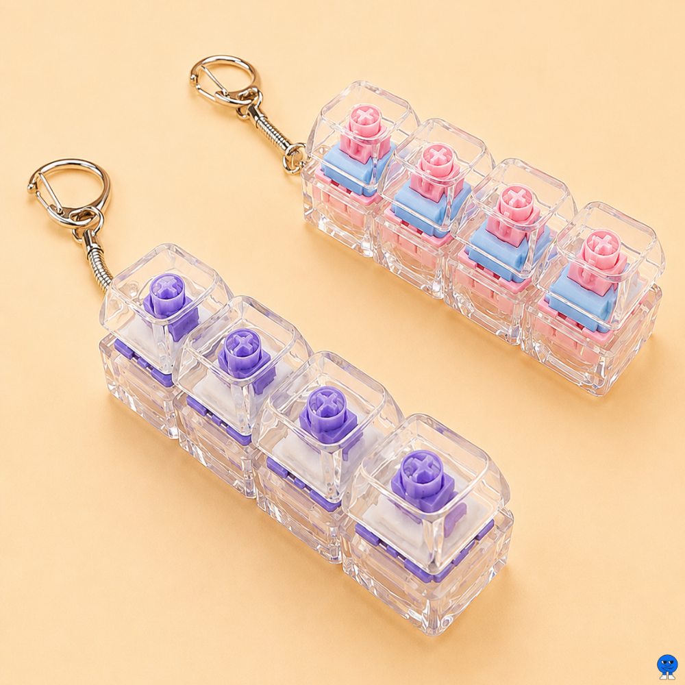 With In Me Pink Blue Low Noise Keyboard Keyring Clicker