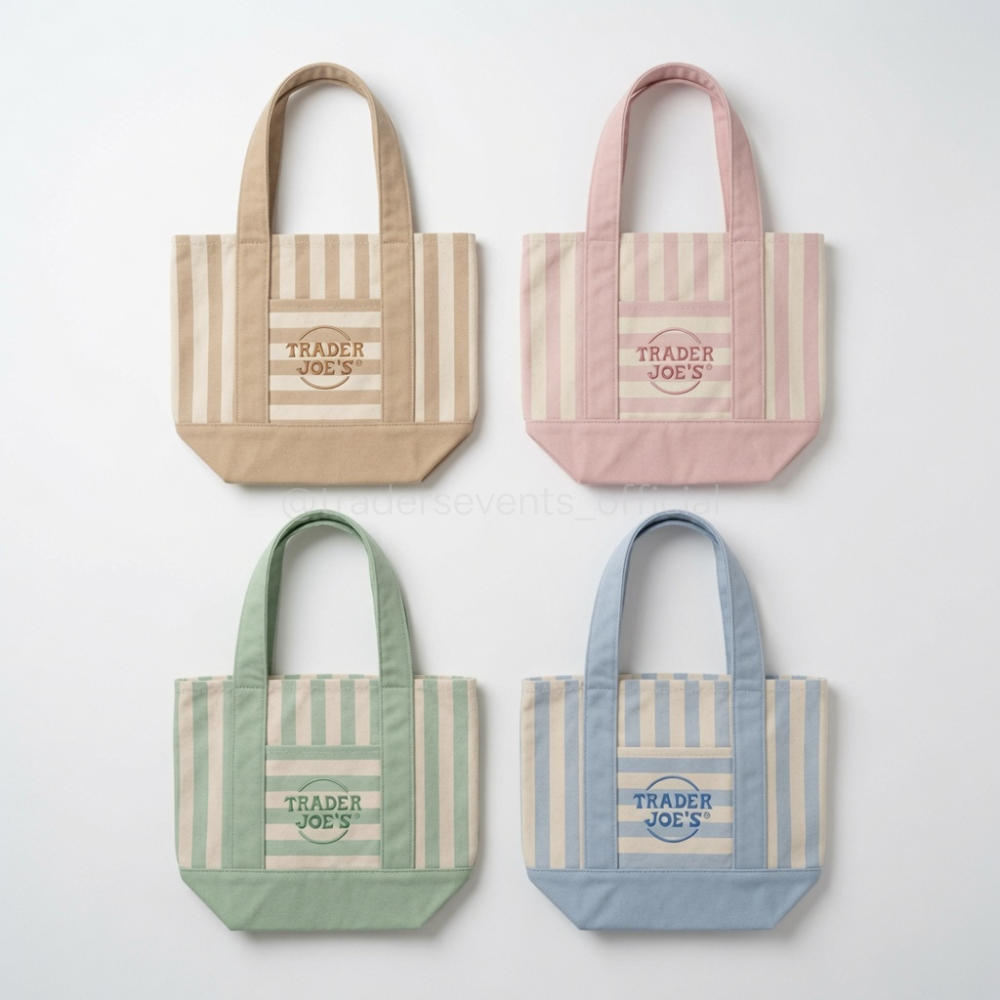 Trader Joe Stripe Mini Eco Bag Pastel