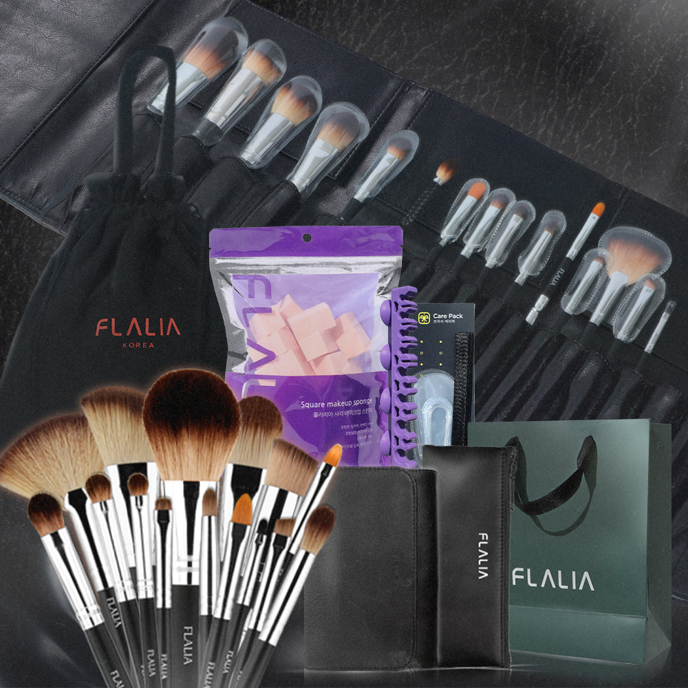 Classic 15-Piece Makeup Brush Set with Travel Pouch