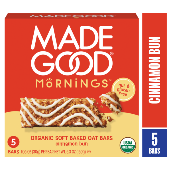 Madegood Organic Cinnamon Bun Mornings Soft Baked Oat Bars 5 Pack