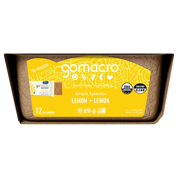 Gomacro Organic Simple Splendor Lemon Bar 12 Pack