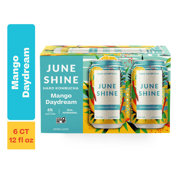 Juneshine Mango Daydream Hard Kombucha 6 Pack Cans
