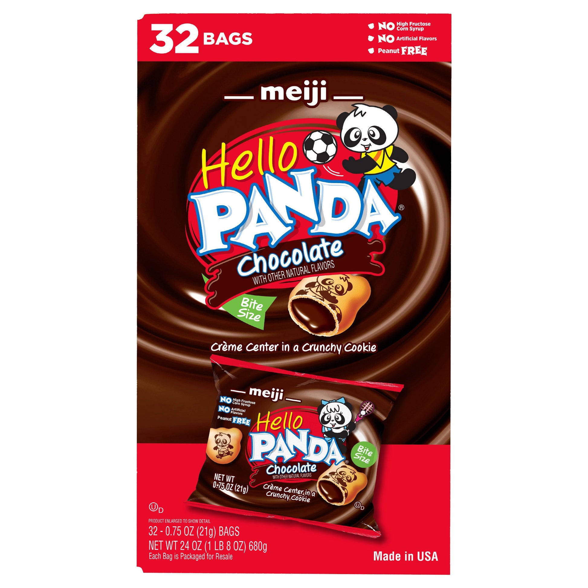 Meiji Hello Panda Chocolate Creme Filled Cookies, 0.75 oz, 32-count