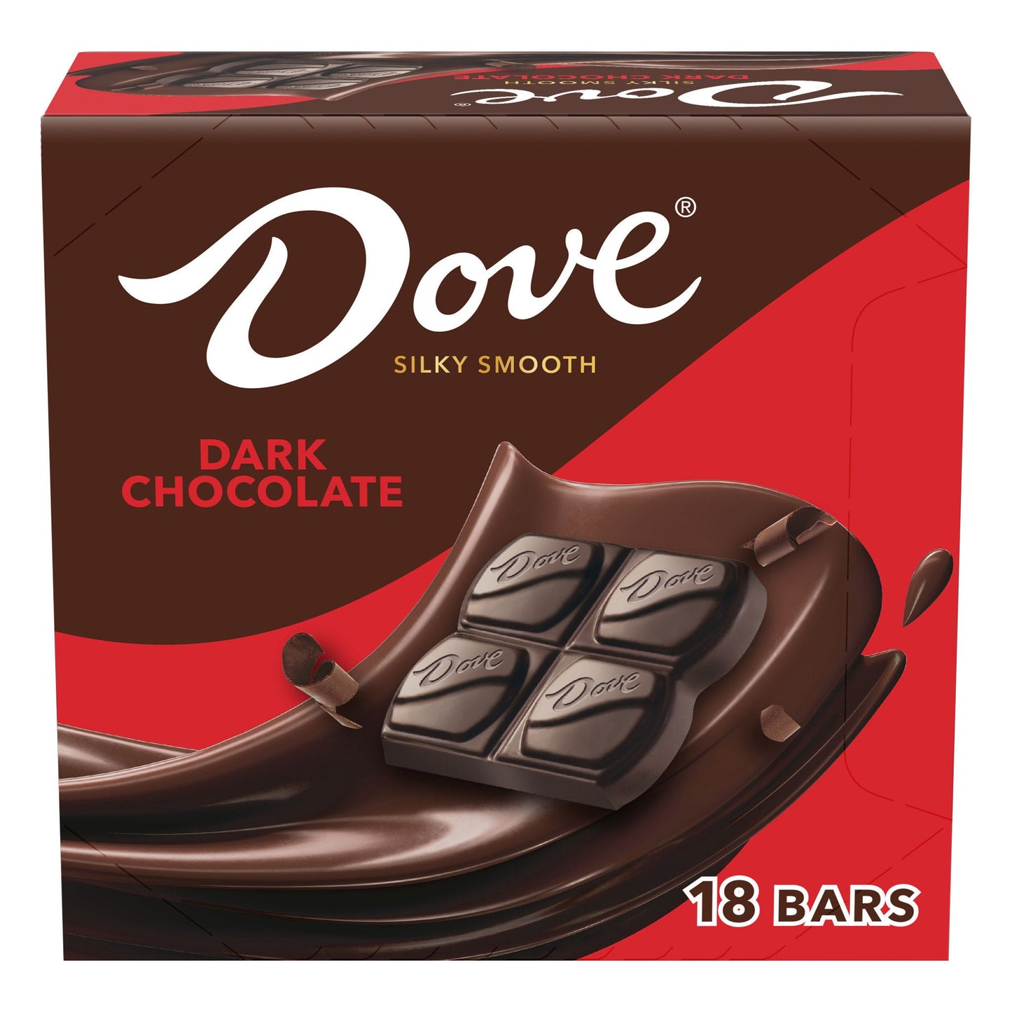 Dove Dark Chocolate Candy Bars, Full Size, 1.44 oz, 18-count