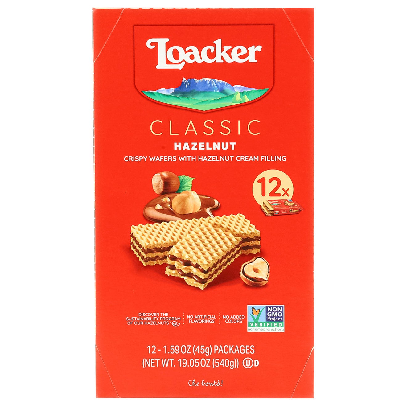 Loacker Classic Crispy Wafers, Hazelnut, 1.59 oz, 12 Count