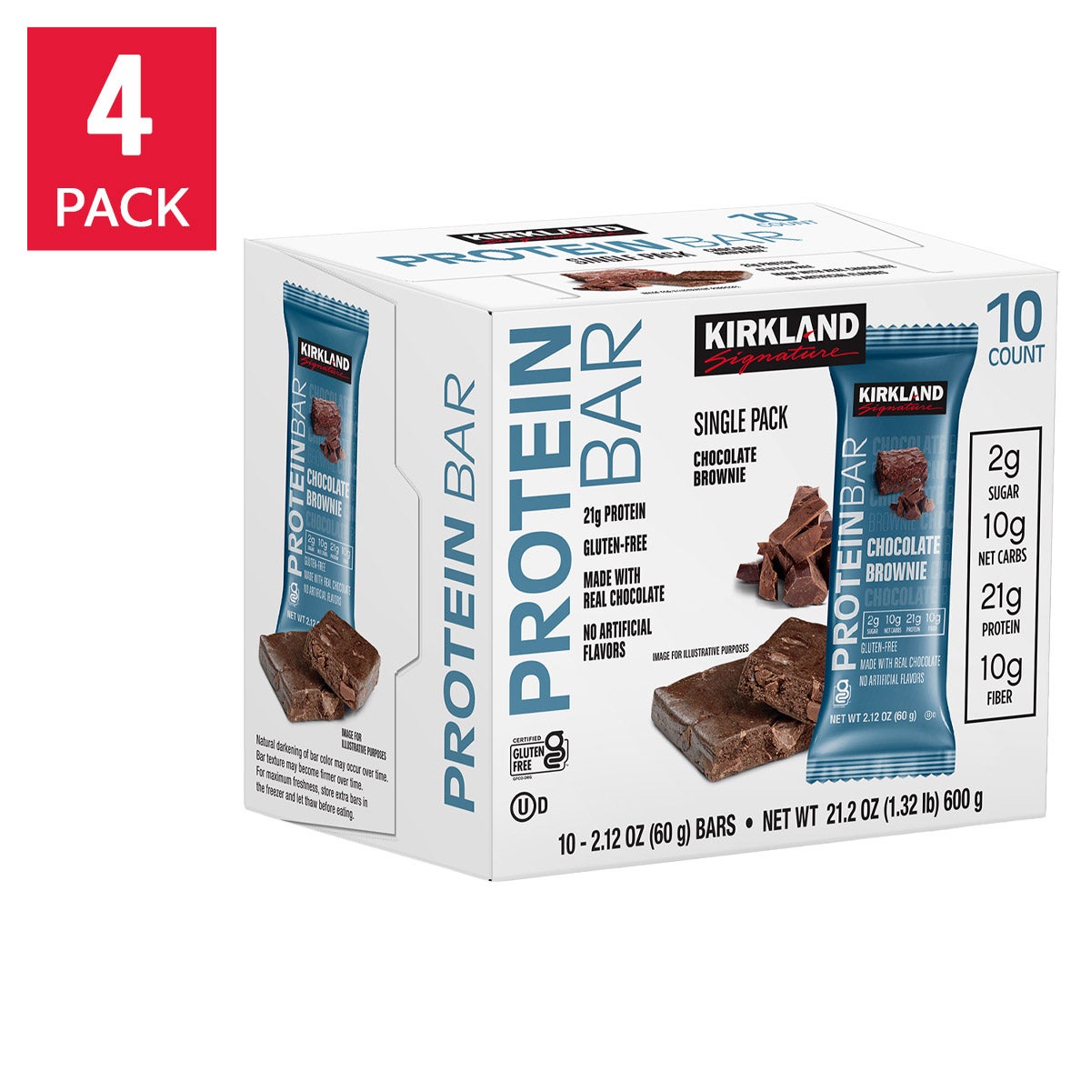 Kirkland Signature Protein Bars, Chocolate Brownie, 2.12 oz Bars, 40-Count (4 Pack of 10)