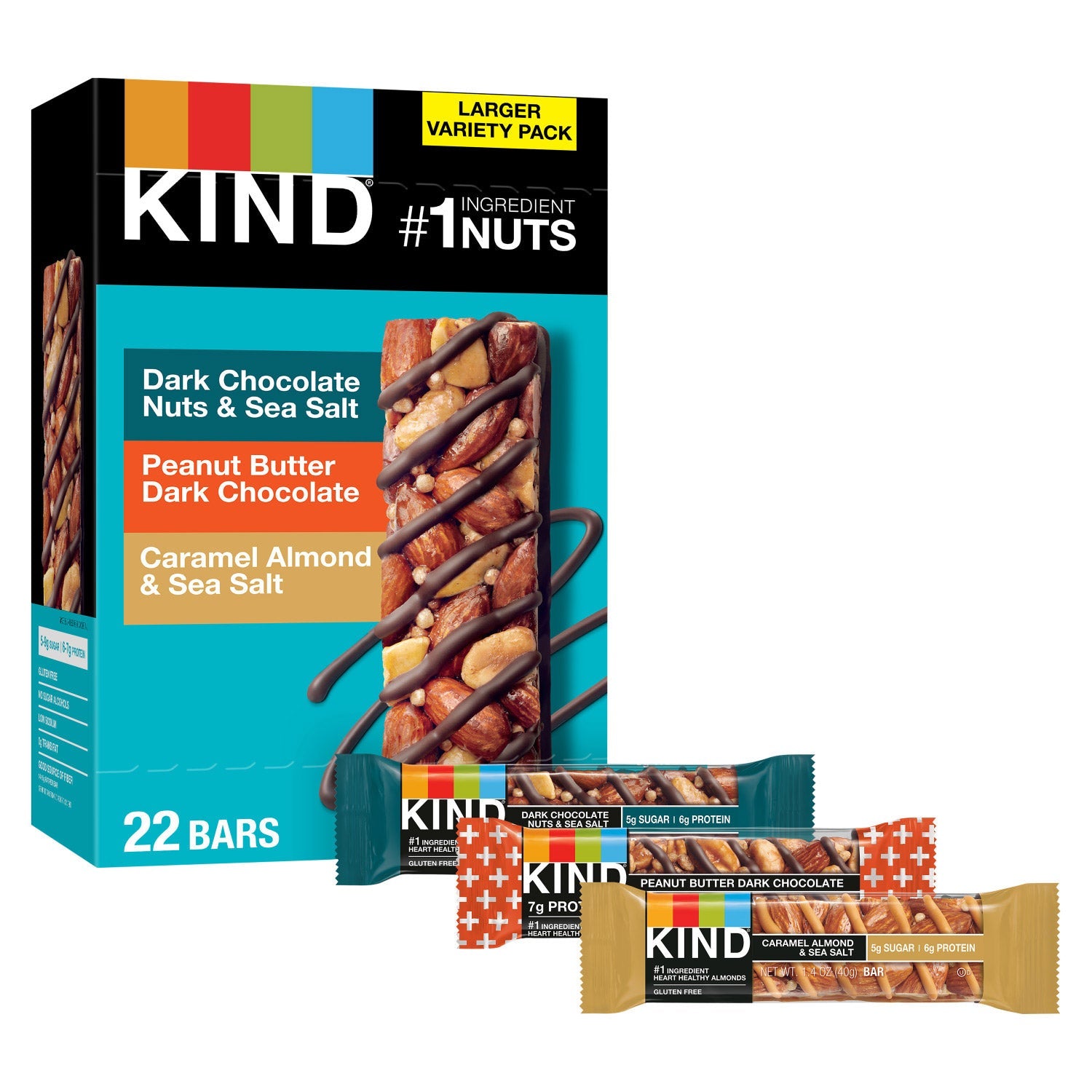 KIND Nut Bar, Variety Pack, 1.4 oz, 22-count