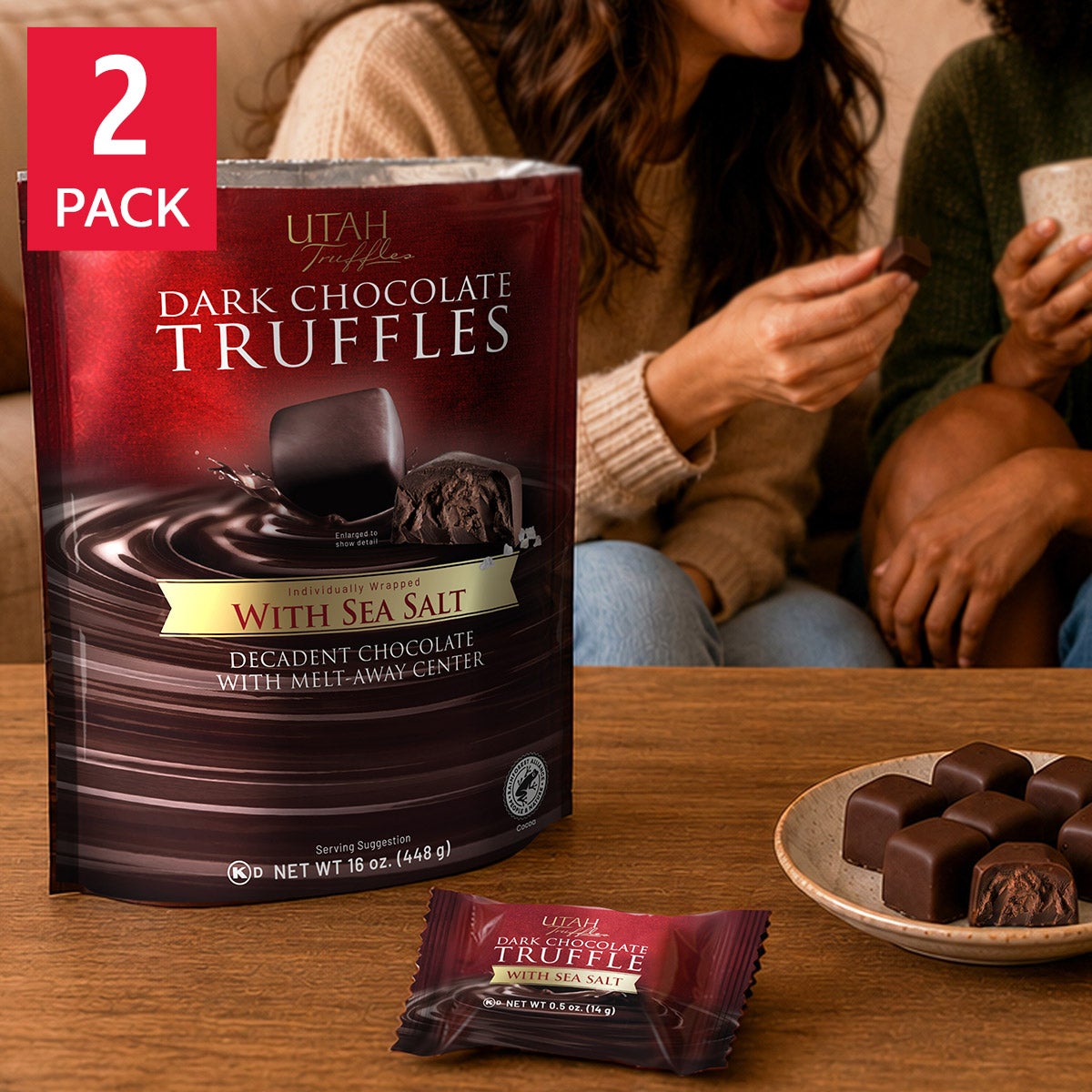 Utah Truffles Dark Chocolate Truffles With Sea Salt 16 oz, 2-pack