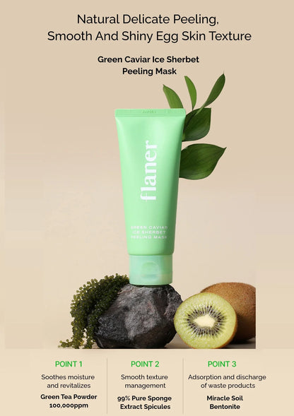 FLANER [FLANER] Green Caviar Ice Sherbet Peeling Mask 100g - Image 3