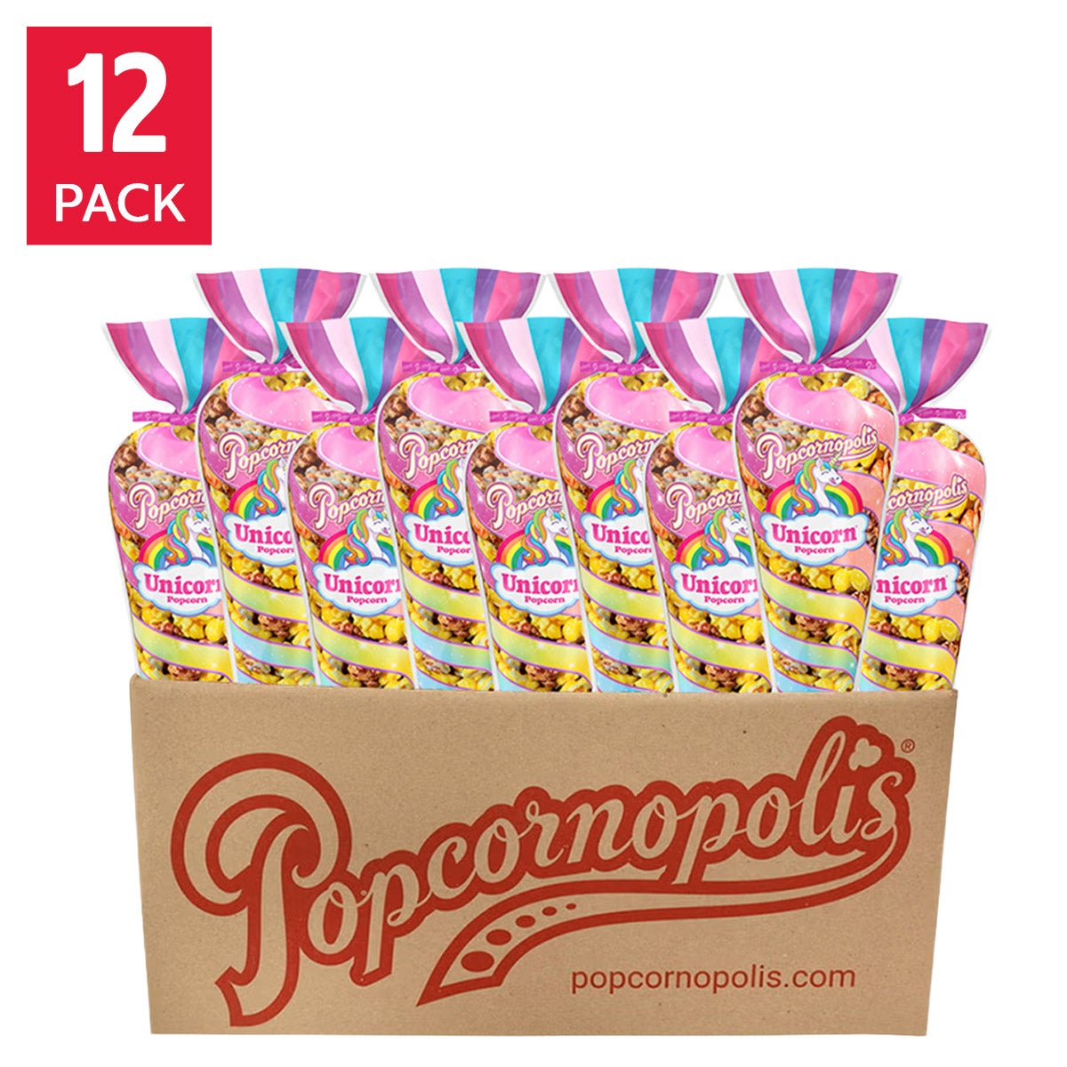 Popcornopolis Unicorn Popcorn Cones, 6.3 oz, 12-count