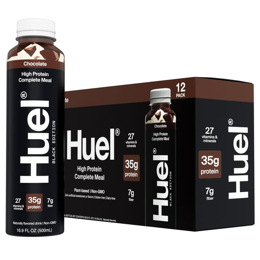 Huel Black Edition High-Protein Chocolate Meal Replacement Drink, 16.9 fl oz, 12-pack