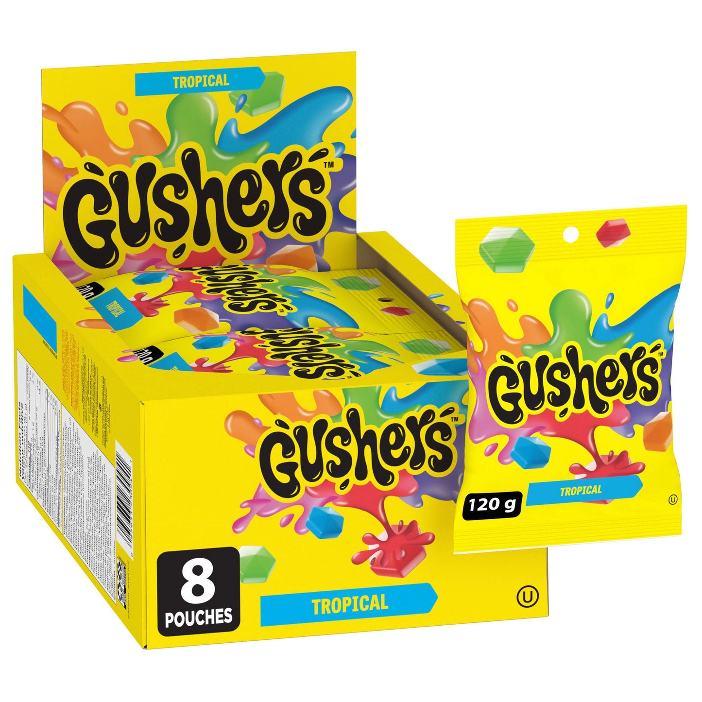 Fruit Gushers Fruit Flavored Snacks, Tropical Fruit Flavors, 4.25 oz, 8-count