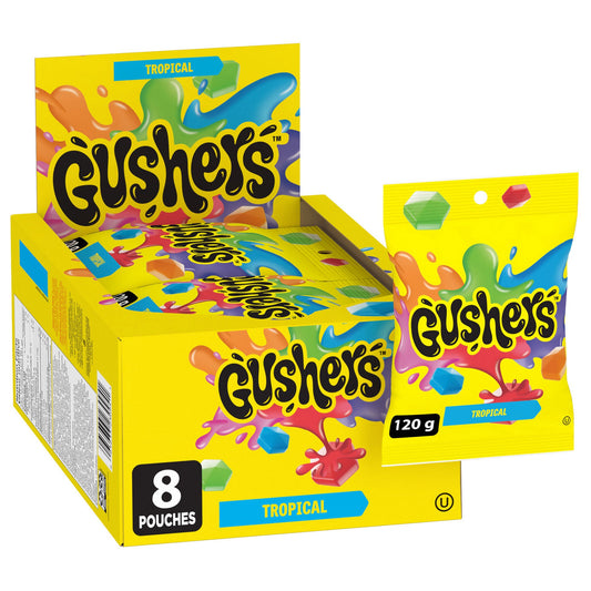 Fruit Gushers Fruit Flavored Snacks, Tropical Fruit Flavors, 4.25 oz, 8-count