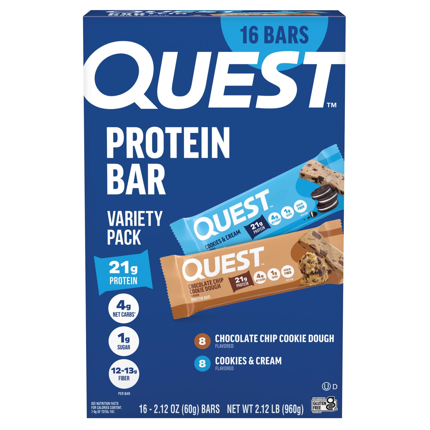 Quest Protein Bar Variety Pack, 2.12 oz, 16-count