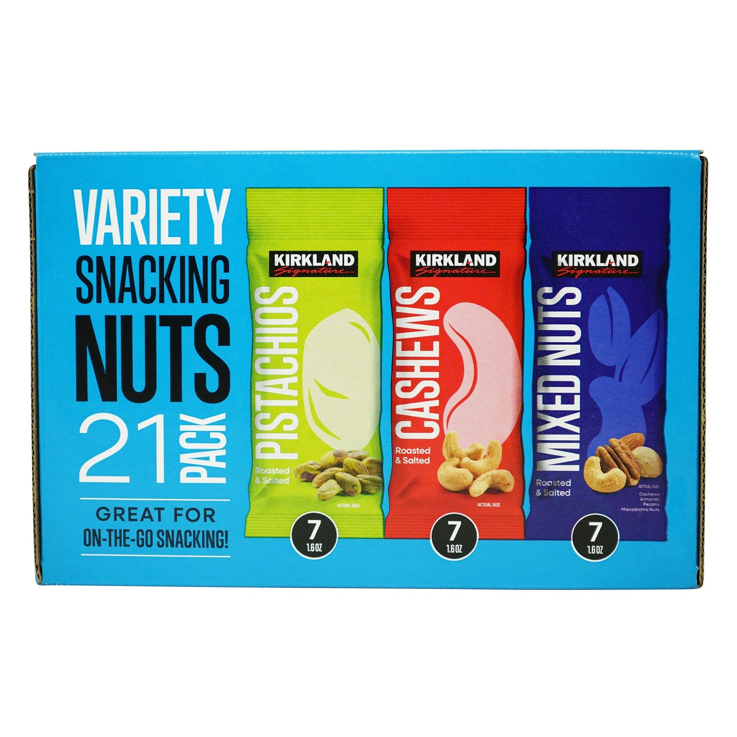 Kirkland Signature Snacking Nuts Variety Pack, 1.6 oz, 21-count