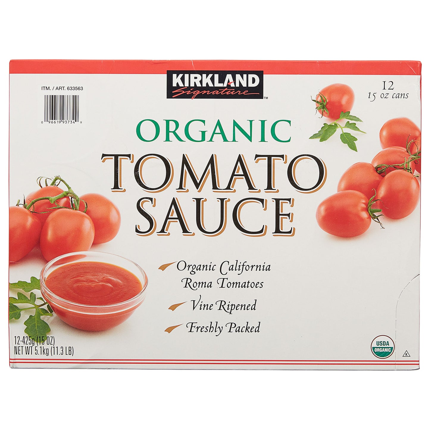 Kirkland Signature, Organic Tomato Sauce, 15 oz, 12-Count