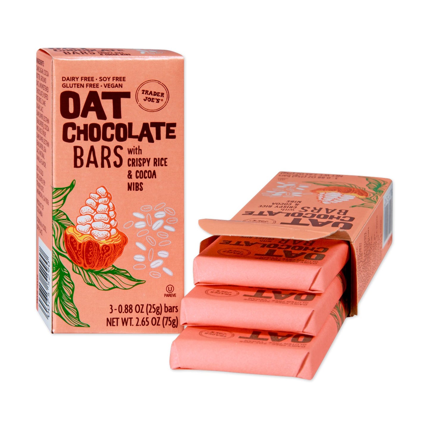 Oat Chocolate Bars with Crispy Rice & Cocoa Nibs