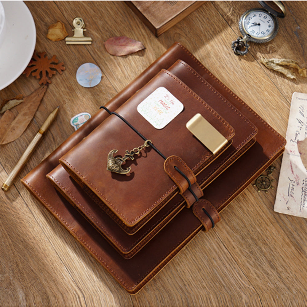 6-Hole Leather Diary Journal, A7 Size