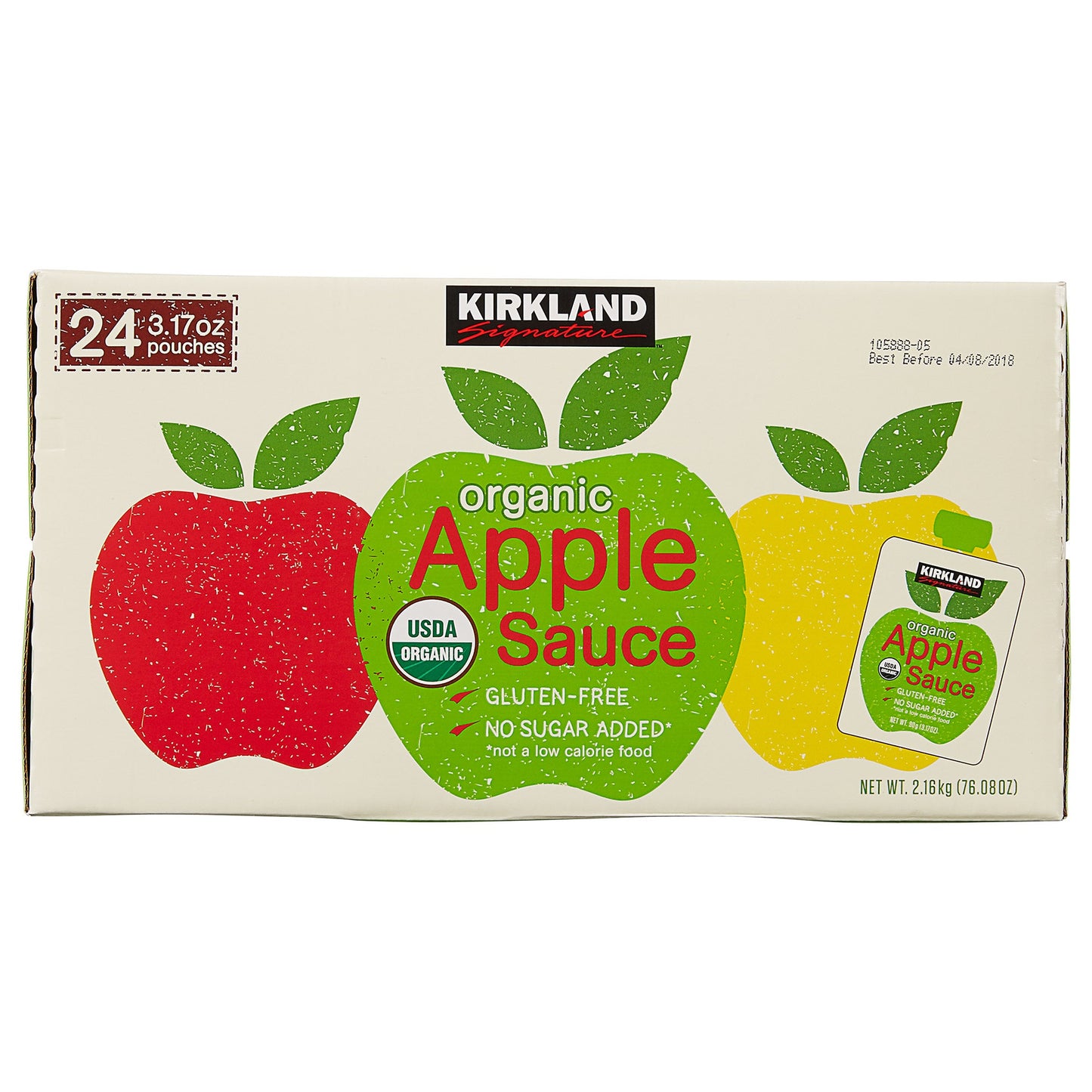 Kirkland Signature, Organic Applesauce, 3.17 oz, 24-Count