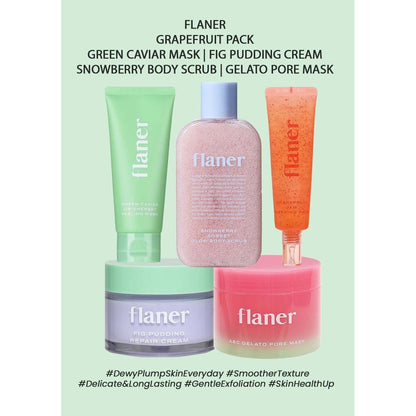 FLANER [FLANER] Grapefruit Pack | Green Caviar Mask | Fig Pudding Cream | Snowberry Body Scrub | Gelato Pore Mask