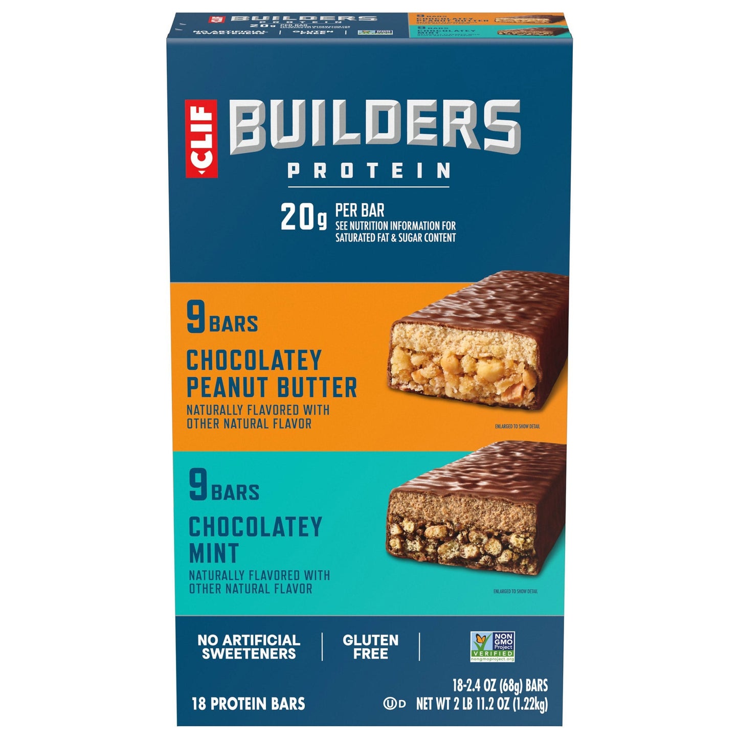 Clif Builder's Protein Bar, Variety Pack, 2.40 oz, 18-count