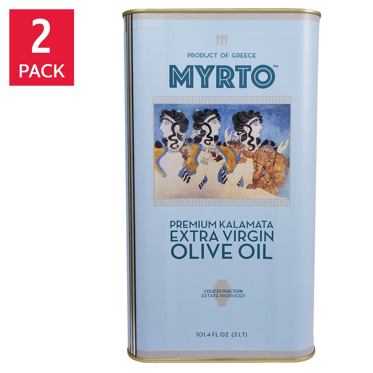 Myrtos Greek Extra Virgin Olive Oil 3L, Tins, 2-pack