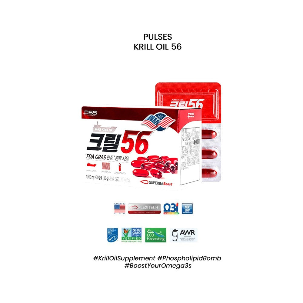 PULSES [PULSES] Krill Oil 56 (1 Box = 1000mg x 30 Capsules) - PULSES