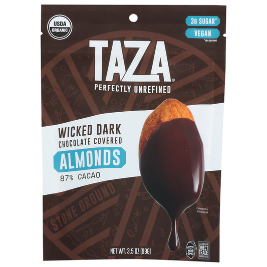 Taza Chocolate Organic Wicked Dark Chocolate Covered Almonds