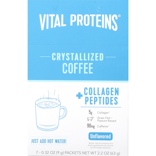 Vital Proteins Unflavored Crystalized Coffee With Collagen Peptides 7 Pack