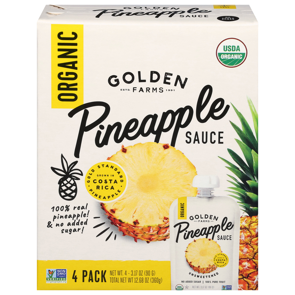 Golden Farms Organic Pineapple Sauce Pouch 4 Pack