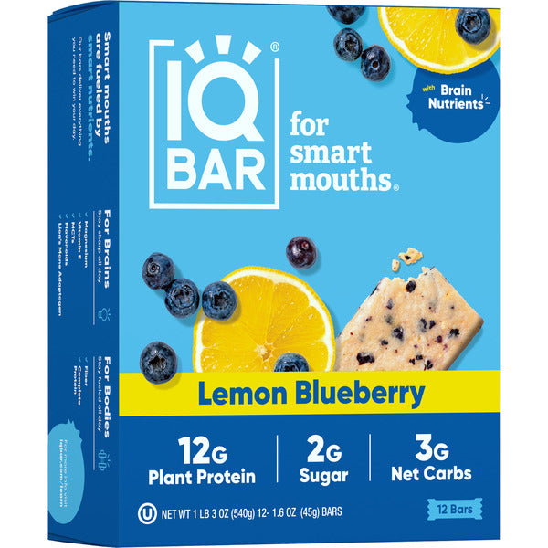Iq Bar Lemon Blueberry Bar 12 Pack
