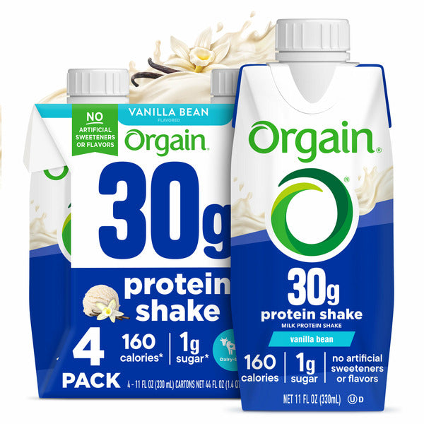 Orgain Vanilla Bean Flavored 30g Protein Shake 4 Pack