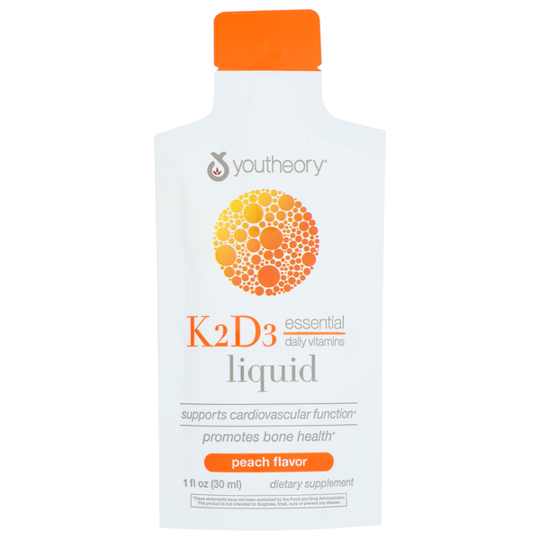 Youtheory Peach Flavor K2 D3 Liquid Single