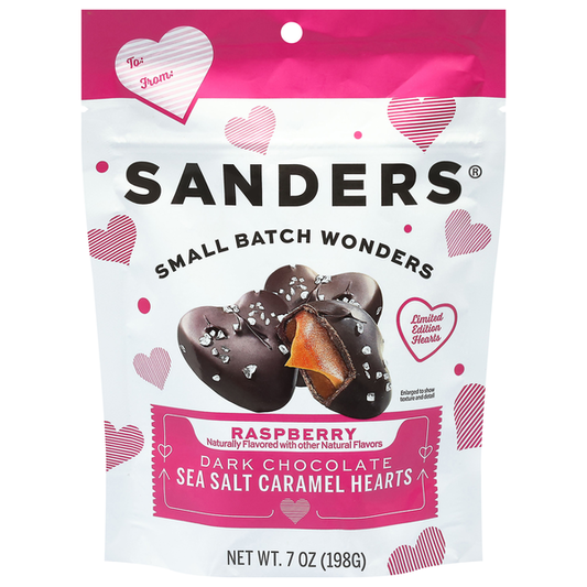 Sanders Fine Chocolates Raspberry Dark Chocolate Sea Salt Caramels