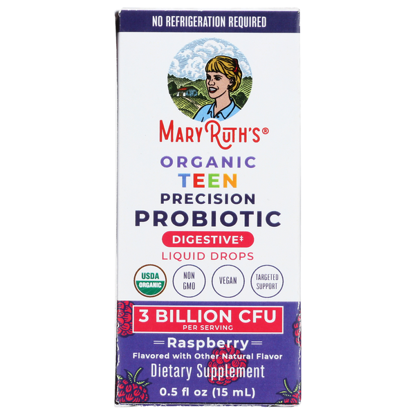 Mary Ruth's Organic Raspberry Teen Precision Probiotic Liquid Drops