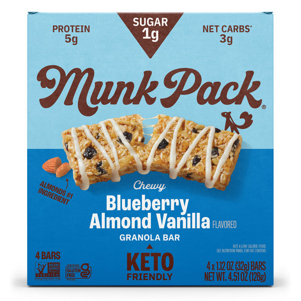 Munk Pack Blueberry Almond Vanilla Keto Granola Bar 4 Pack