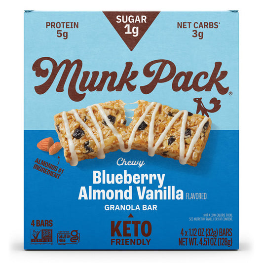Munk Pack Blueberry Almond Vanilla Keto Granola Bar 4 Pack