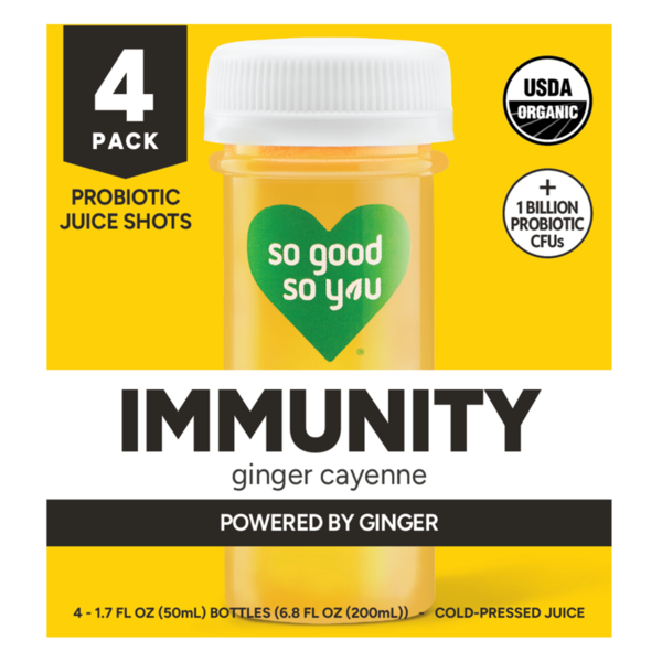 So Good So You Ginger Immunity Probiotic Shot 4 Pack