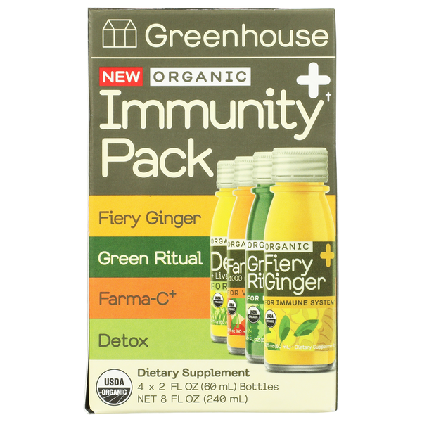 Greenhouse Juice Co Organic Immunity Shot Variety 4 Pack